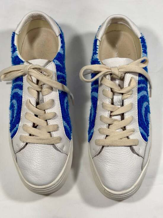 Soludos Shoes - Soludos Ibiza Platform Psychedelic Spiral Leather Sneakers in Marine Blue